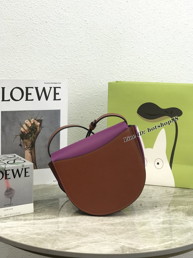 Loewe專櫃2022全新Heel duo系列單肩斜挎包 羅意威小牛皮翻蓋開合腋下包 型號10192 lyw1102